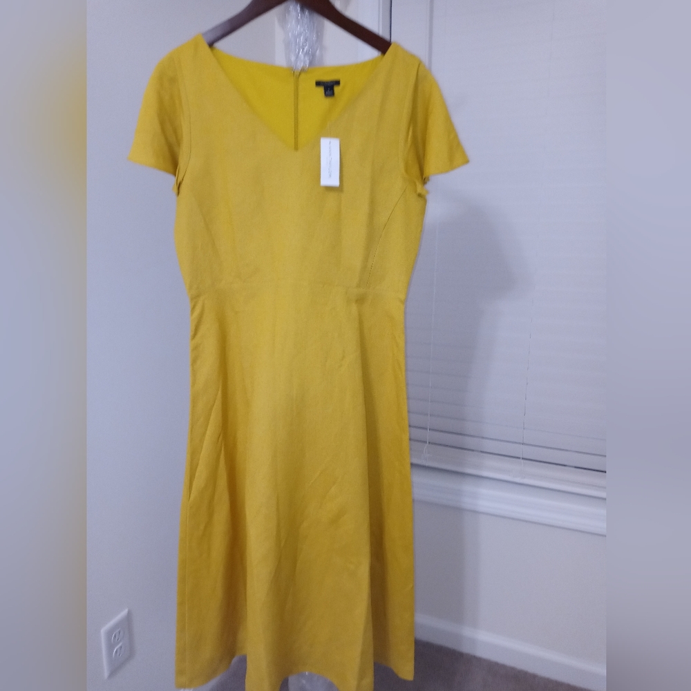 NWT Yellow Gold Ann Taylor Linen Dress
